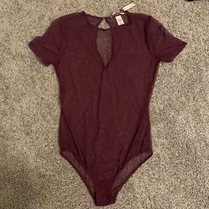Victoria’s Secret mesh bodysuit in burgundy